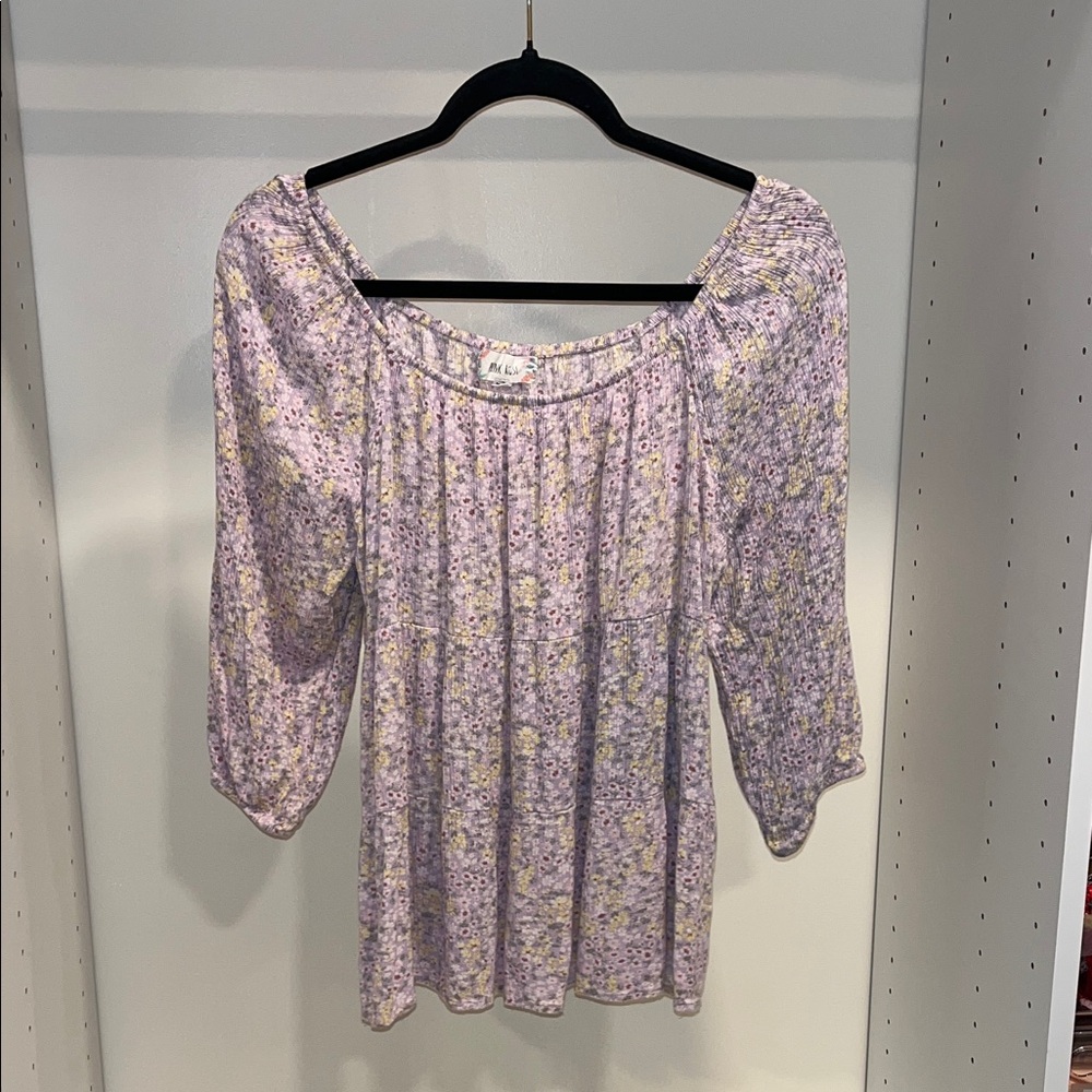 Floral Boat-Neck Swing Top